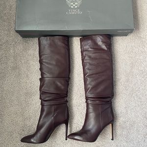45% OFF VINCE CAMUTO Brown Leather Knee High Slouch Boots 9 US